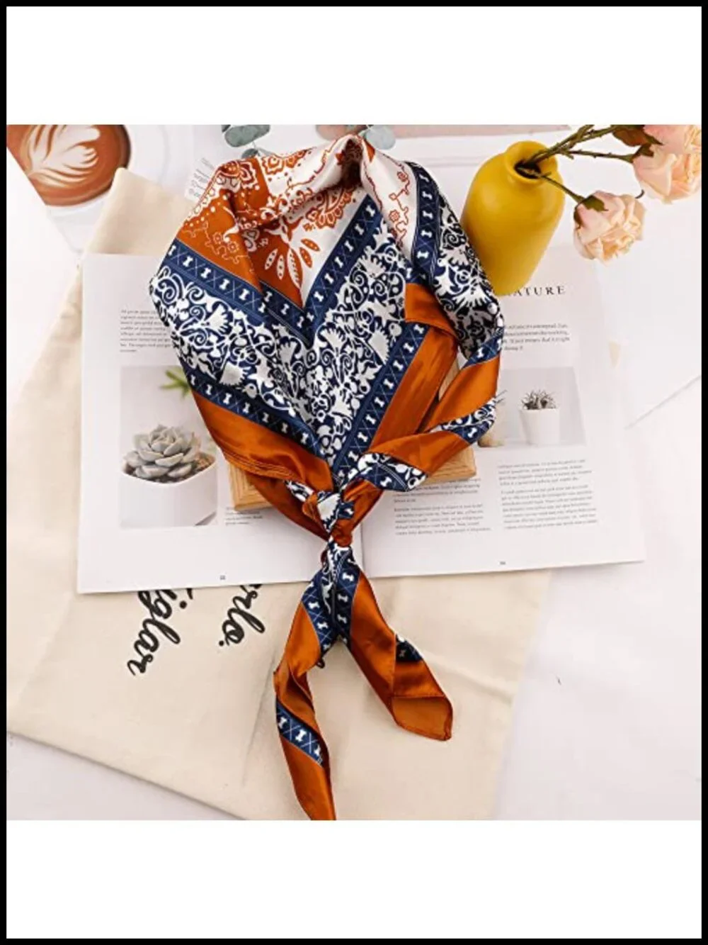 Silk-Like Bandana Wrap Head Scarf - Polyester Square Scarf 35x35